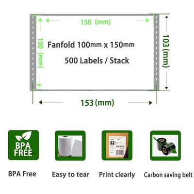 100x150 Grootte Logistiek en Expressblad 50*37*24 mm Doosbreedte voor verpakkingsetiketten